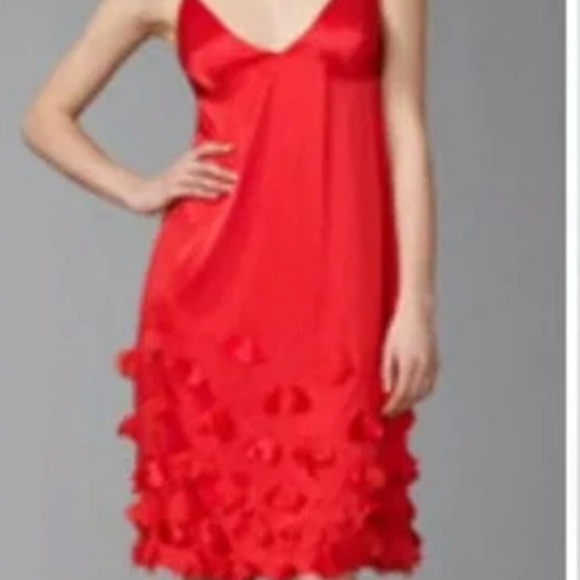 Rebecca Minkoff Strawberry Red Silk Blend Runway Petal Slip on Dress Siz… - Picture 3 of 12